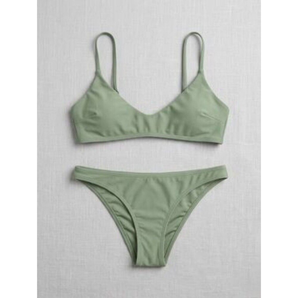aerie Olive Fun Green Bikini Set Size Small